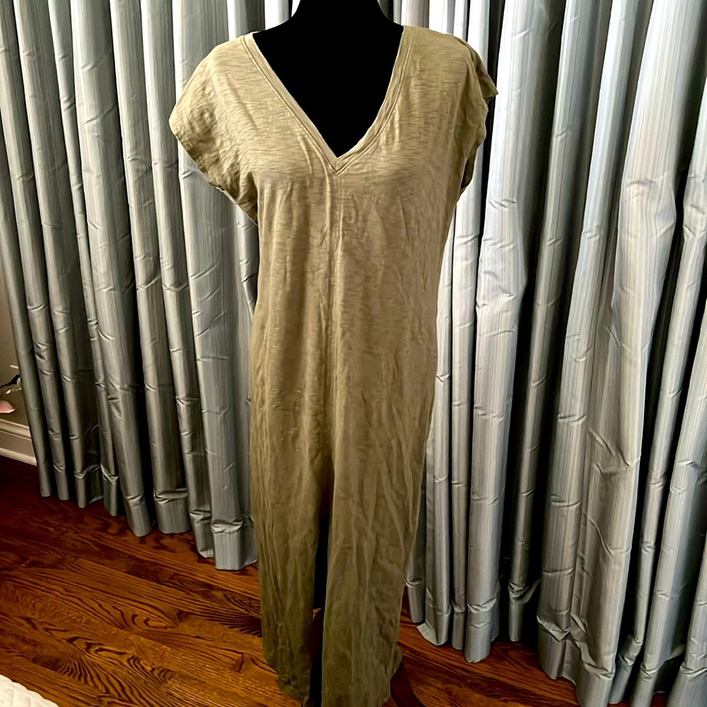 Long cotton summer dress with slit in front